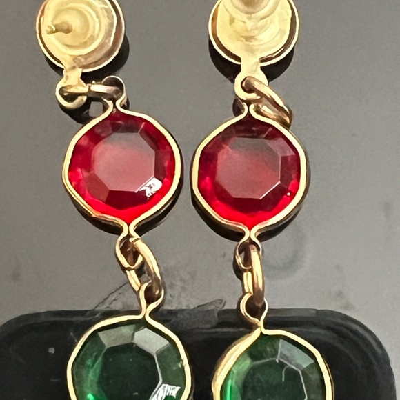 Vintage Long Caged Multicolour Crystals Necklace Bracelet Dangling Earrings 90's - Picture 8 of 13